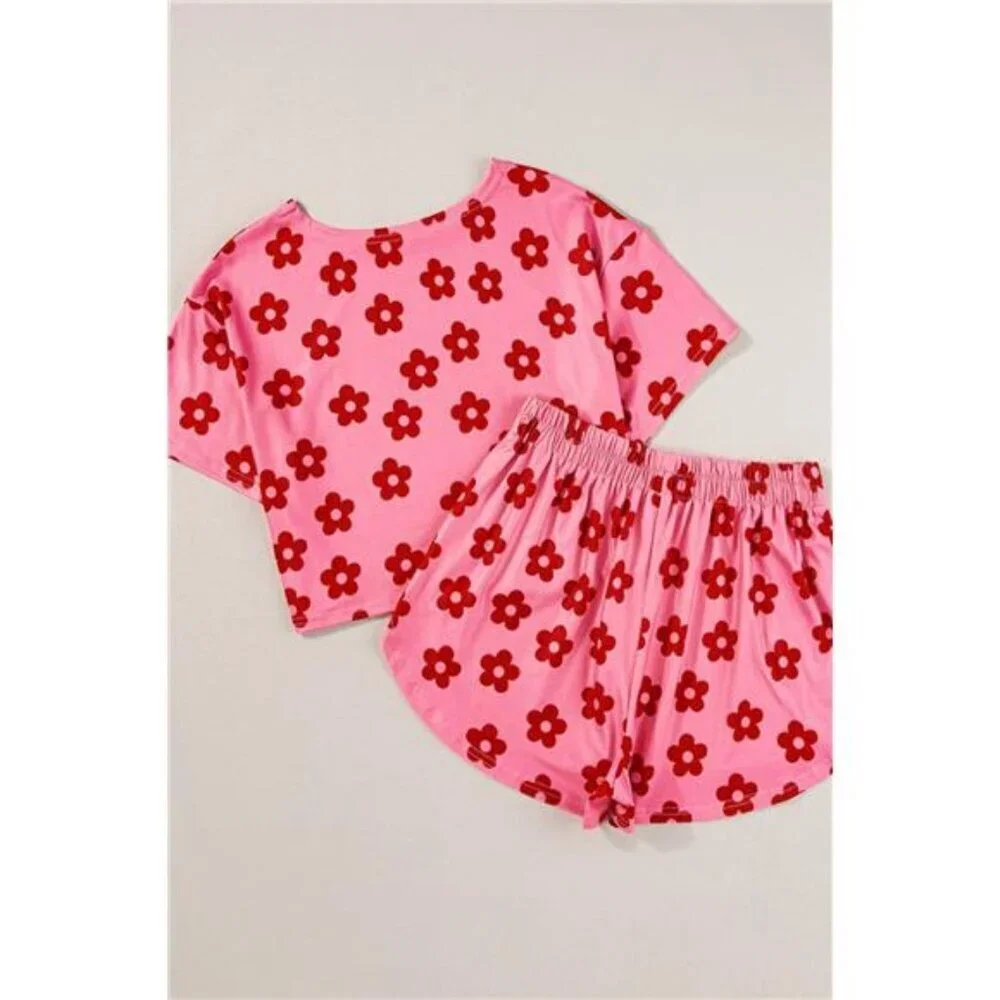 Floral Cropped Tee and Shorts Lounge Set